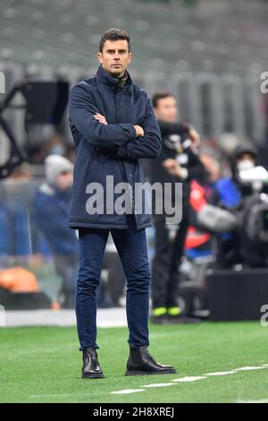 Milan, Italie.1er décembre 2021.Le directeur Thiago Motta de Spezia a vu pendant la série Un match entre Inter et Spezia à Giuseppe Meazza à Milan.(Crédit photo : Gonzales photo/Alamy Live News Banque D'Images