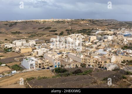 Vue panoramique depuis la Citadelle de Victoria / Rabat, Gozo, Malte, Europe. Banque D'Images