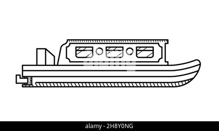 Page de coloriage pour bateau étroit pour les enfants.Bateau étroit Illustration de Vecteur