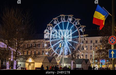 'Cluj, Roumanie - 12.02.2021: Marché de Noël en Transylvanie ' Banque D'Images