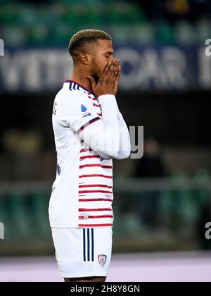 Stade Marcantonio Bentegodi, Vérone, Italie, 30 novembre 2021,Le balde Diao Keita (Cagliari) réagit au cours de Hellas Verona FC contre Cagliari Calcio - ita Banque D'Images