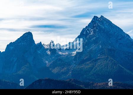 Kneifelspitze und Berchtesgadener Kneifelspitweg ou sentier de randonnée en haut de la montagne Kneifelspitz, 1168m asl, Maria Gern, Berchtesgaden, haute-Bavière, Banque D'Images