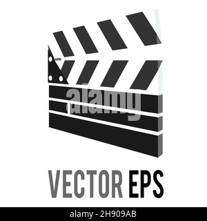 L'icône représentant un film noir vectoriel isolé s'est accrochée sur la planche pour indiquer le début et la fin de la scène filmée Illustration de Vecteur