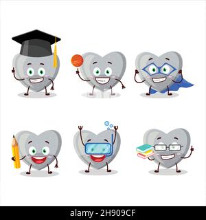 Élève de l'école de l'amour blanc bonbon personnage de dessin animé avec diverses expressions.Illustration vectorielle Illustration de Vecteur