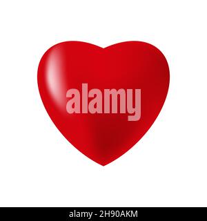 Cœur 3d rouge sur fond blanc.Vecteur. Illustration de Vecteur