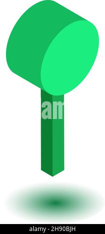 Icône de pointeur de broche 3D réaliste avec carte isométrique en vert isolée sur fond blanc. Vecteur Illustration de Vecteur