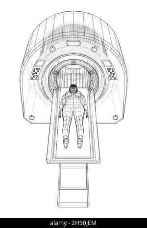 Patiente allongée sur un scanner CT ou IRM Banque D'Images