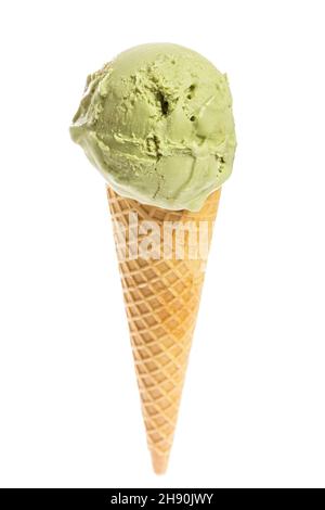 cornet de glace avec glace à la pistache Banque D'Images