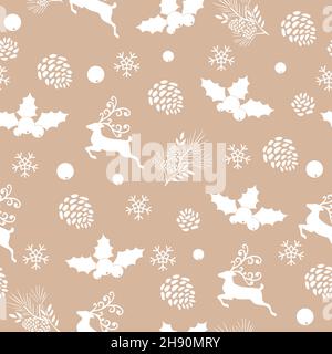 Motif de Noël avec renne et pin Illustration de Vecteur