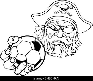 Pirate football football ballon de football Sports mascotte dessin animé Illustration de Vecteur