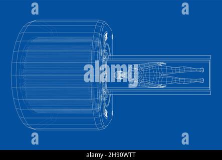 Patiente allongée sur un scanner CT ou IRM Banque D'Images