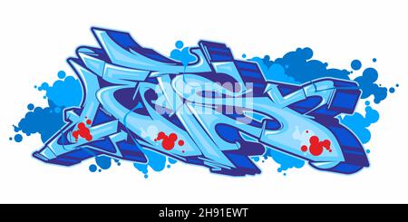 Isolé Bleu abstrait urbain Graffiti Street Art style Word laisse lettrage illustration vectorielle Illustration de Vecteur