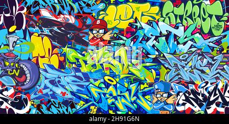 Motif urbain coloré et fluide Graffiti Street Art. Illustration vectorielle - arrière-plan Illustration de Vecteur