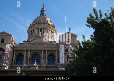 Barcelone, Espagne - 5 novembre 2021 : Palacio Nacional de Montjuic , éditorial. Banque D'Images