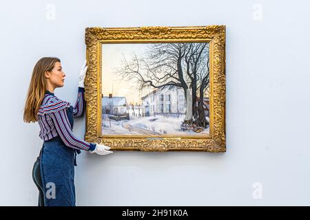 NEW BOND STREET LONDRES, ROYAUME-UNI.3 décembre 2021.HARALD SOHLBERG The Old Captain's House, hiver après-midi estimation : 1,000,000 - 1,500,000 GBP à offrir à Sotheby's Old Masters sale.La vente a lieu le 10 décembre.Credit: amer ghazzal / Alamy Live News Banque D'Images