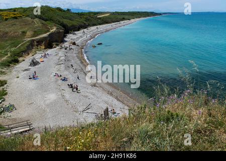 Punta Aderci, sur la Costa dei Trabocchi dans les Abruzzes, en Italie, est une plage très suggestive et panoramique, avec des coins vraiment photogéniques.La nature du Banque D'Images