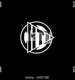 HT Monogram logo lettre avec forme de jeu triangle et cercle arrondi style sur fond isolé.Triangle cercle monogramme logo, triangle bouton de lecture Illustration de Vecteur