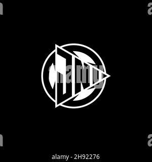 LETTRE du logo JN Monogram avec forme de jeu triangulaire et style circulaire arrondi sur fond isolé.Triangle cercle monogramme logo, triangle bouton de lecture Illustration de Vecteur