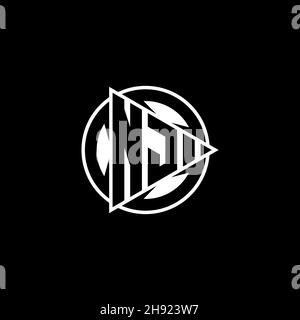 Lettre du logo NJ Monogram avec forme de jeu triangulaire et style circulaire arrondi sur fond isolé.Triangle cercle monogramme logo, triangle bouton de lecture Illustration de Vecteur