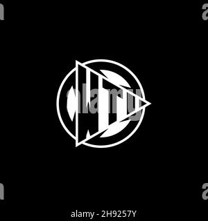 Lettre du logo WT Monogram avec forme de jeu triangulaire et style circulaire arrondi sur fond isolé.Triangle cercle monogramme logo, triangle bouton de lecture Illustration de Vecteur