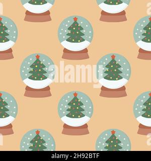 Motif arbre sans couture avec symboles Noël et nouvel an.Joli imprimé vectoriel.Papier numérique.Elément de conception. Illustration de Vecteur