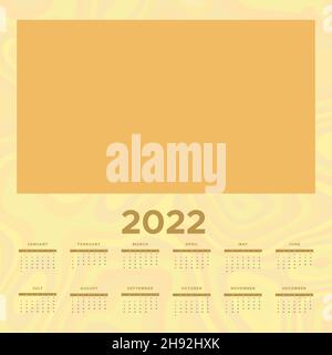 Modèle de calendrier 2022 simple et modifiable.modèle de vecteur couleur claire 2022. Illustration de Vecteur