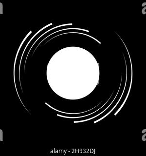 Lignes de vitesse courbes blanches en forme de spirale.Art géométrique élément de design tendance pour cadre, logo, tatouage, signe, symbole,pages web, imprimés, affiches Illustration de Vecteur
