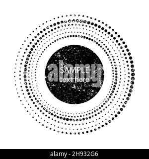 Forme arrondie texturée de grunge.Logo soleil vintage.Motif grunge rétro.Forme abstraite.Élément design pour symbole solaire, bannière, affiche, effet grungy Illustration de Vecteur