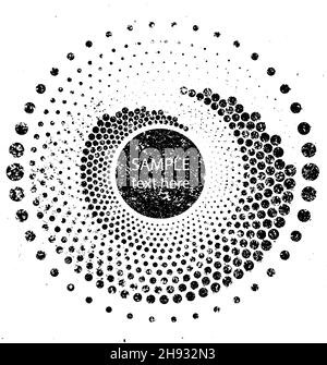 Forme arrondie en pointillés texturés.Points de demi-teinte.Logo soleil vintage.Motif grunge rétro.Forme géométrique abstraite.Elément de conception pour bannière Illustration de Vecteur