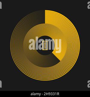 Lignes abstraites concentriques jaunes en forme de cercle.Élément de design tendance pour cadre, logo de technologie rond, signe, symbole, Web,imprimés, affiches, modèles Illustration de Vecteur