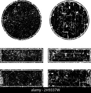 Ensemble de timbres de poste à gratter vectoriels.Cercles et rectangles.Textures de détresse vectorielles.Formes poussiéreuses vierges pour bannières, logo, insignes, icônes Illustration de Vecteur