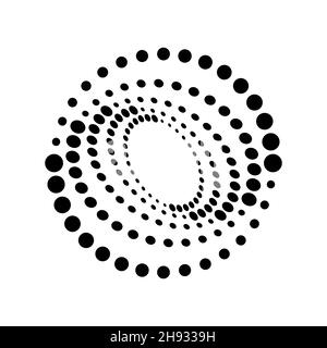 Points concentriques noirs sous forme de vortex.Élément de conception demi-ton pour cadre de bordure, logo rond, tatouage, signe, symbole,pages web, impressions, modèle, motif Illustration de Vecteur