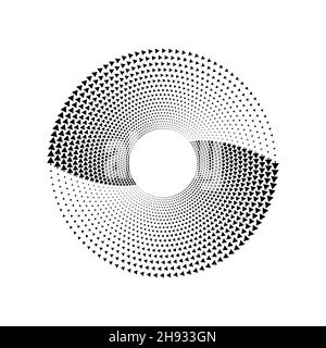 Résumé petits triangles noirs en forme de cercle.Art géométrique. Points demi-tons.Élément de design tendance pour logo, tatouage, signe, symbole, pages Web,imprime Illustration de Vecteur