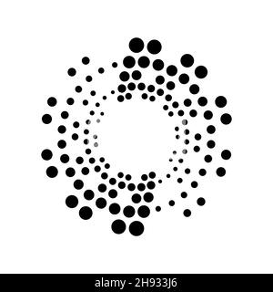Lignes radiales en pointillés noires de forme ronde.Élément de conception demi-ton pour cadre de bordure, logo rond, tatouage, signe, symbole,pages web, impressions, modèle Illustration de Vecteur
