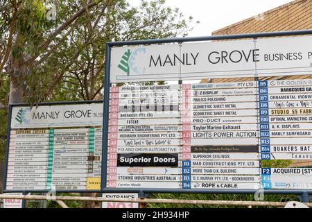 Parc d'affaires de Sydney à Manly Vale, unités industrielles pour les petites entreprises sur le parc d'affaires, Sydney, Australie Banque D'Images