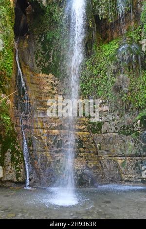 Cascades du parc national d'Ein Gedi - Réserve naturelle, Israël Banque D'Images