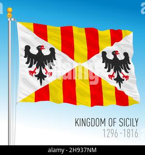 Drapeau historique du Royaume de Sicile, 1296 - 1816, illustration vectorielle Illustration de Vecteur