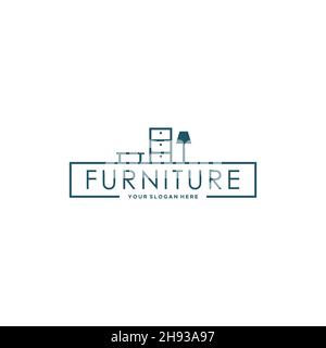 MOBILIER plat lampe de table design de placard Illustration de Vecteur