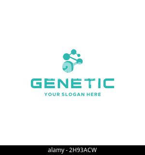 Design minimaliste DU logo moleculer GÉNÉTIQUE Illustration de Vecteur