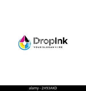 Design moderne et coloré avec logo goutte d'encre Illustration de Vecteur