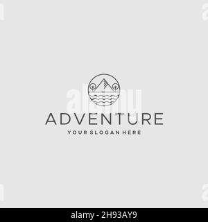 Design minimaliste AVEC LOGO ADVENTURE mountains Tree Illustration de Vecteur