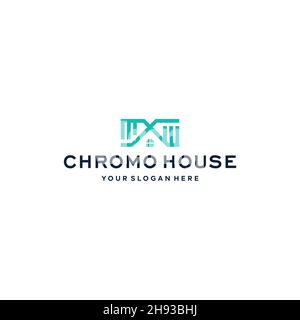 maison de CHROMO plat bâtiment immobilier logo Illustration de Vecteur