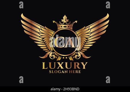 Luxe aile royale lettre CA Crest couleur or logo Vector, logo Victory, logo Crest, logo WiNG, logo Vector . Illustration de Vecteur