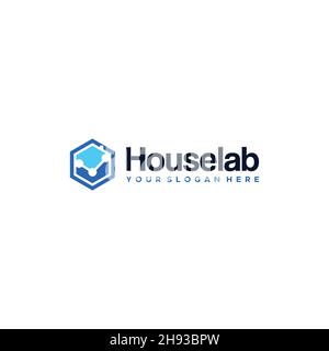 Logo hexagonal Houselab Science Moleculer minimaliste Illustration de Vecteur