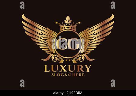 Aile royale de luxe lettre CG Crest couleur or logo Vector, logo Victory, logo Crest, logo WiNG, logo Vector . Illustration de Vecteur