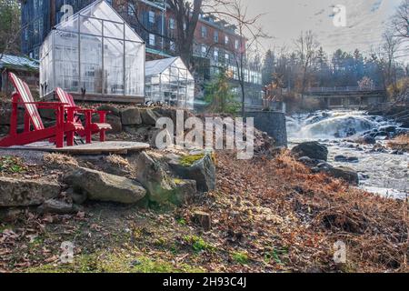 Wakefield Mills Falls Resort and restaurant Wakefield Québec Canada en hiver Banque D'Images