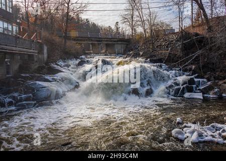 Wakefield Mills Falls Resort and restaurant Wakefield Québec Canada en hiver Banque D'Images