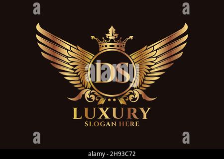 Luxury Royal WiNG lettre DS Crest couleur or logo Vector, logo Victory, logo Crest, logo WiNG, logo Vector . Illustration de Vecteur