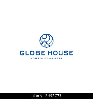 Design minimaliste DU LOGO REPRÉSENTANT UN GLOBE HOUSE Illustration de Vecteur