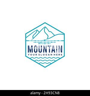 Motif vintage MOUNTAIN mountains HEXAGON logo Illustration de Vecteur